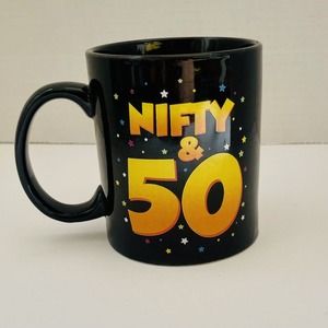 Nifty & 50 Coffee Cup Mug Black Birthday Gag Gift Big Mouth Toys
